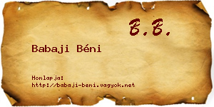 Babaji Béni névjegykártya